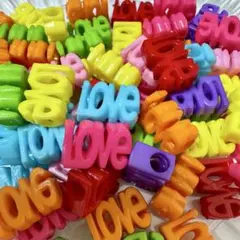 No.010【50個入】アクリルカラフルLOVEビーズ