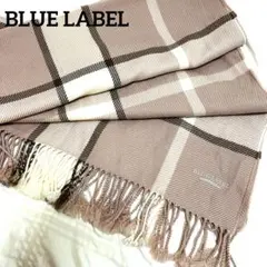 [美品]BURBERRY BLUE LABEL 大判ストール　フード付　ポンチョ バーバリーブルーレーベル ポンチョ ストール チェック ウール