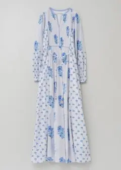 ヌキテパCottonJacquardLilyPrintShirringDress