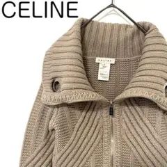 celine セリーヌ ボリュームネック ニット ジャケット 女優襟 リング金具