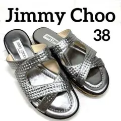 Jimmy Choo leather metallic sandals 38