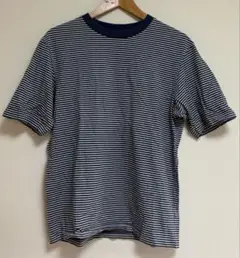 オーバーサイズボーダーTシャツ（5分袖）Mサイズ ブルー 341-449476