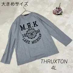 a1885【大きめサイズ】兼用 4L 長袖 グレー ロゴプリント