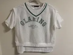 LOVE TOXIC メッシュTシャツ ホワイト/グリーン 150