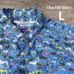 LIBERTY リバティ ファットシルエットボタンダウン L 犬　綿100