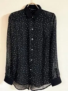 ザラ　ZARA 長袖シャツ 黒　星柄　透け感