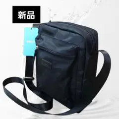新品.タグ付き ブラック ショルダーバッグ/メンズショルダー/黒/シンプル/無地