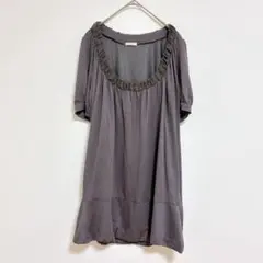 ニティグリッティ　トップス　半袖　M グレー　ロング丈　ゆったり　レーヨン