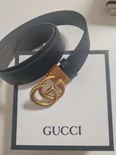 美品‼️GUCCI✨ ブラック レザー ベルト ダブルGバックル