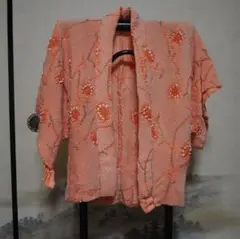 橙色地 総絞り 羽尺 仮絵羽 羽織 コート 正絹 未仕立て品【K9】