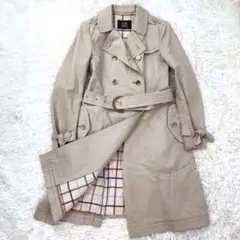 【希少】コーチ トレンチコート 総柄 腰紐 金釦 ロング丈 ベージュ M