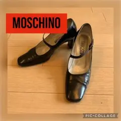 モスキーノ/ヒール パンプス 黒 本皮
