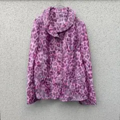 2629【伊太利屋】9号♡ヒョウ柄シアーテーラードジャケット パープル系