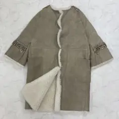 ERMANNO SCERVINO 豪華装飾付き ムートンコート 42