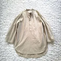 FIR MUM　コットン　バンドカラーシャツ　プルオーバー　ベージュ　男女兼用