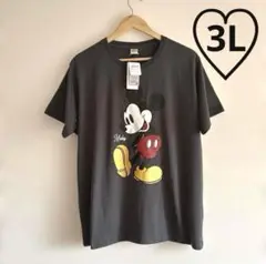 新品　しまむら　ミッキーTシャツ　3Lサイズ ダークグレー