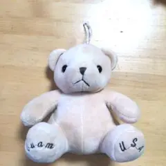 ベージュのクマのぬいぐるみ　マスコット　テディベア　グアム　Guam
