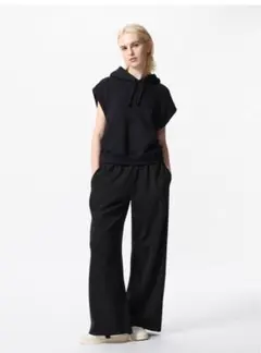 新品未使用　UNIQLO スウェットワイドパンツ　丈長め　ブラック　XXL