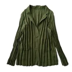 美品　HIROKO BIS プリーツ加工ジャケット グリーン 9 ヒロコビス