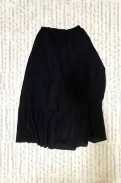 GU women ティアードマキシスカート　ブラック　S