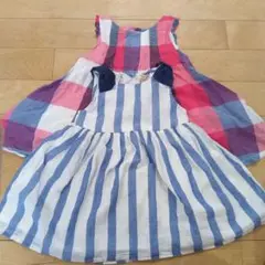 未使用品＆美品　２枚セット petit main ワンピース ２枚 90