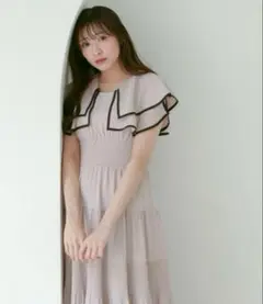 パネル襟 ティアードOP ピンク　ワンピース　anmill