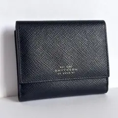 【現行】スマイソン フレンチウォレット 二つ折り財布 サフィアーノレザー 黒