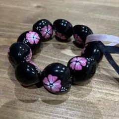 ハイビスカス柄　ククイ　ブレスレット