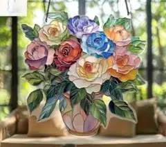 サンキャッチャー くすみカラー 薔薇のサンキャッチャー アクリル 壁掛け