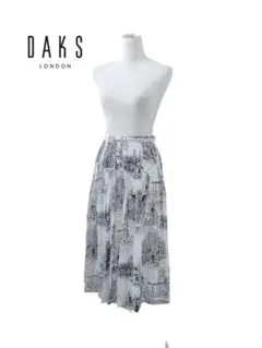DAKS ダックス　日本製　風景　シティプリント　プリーツ　ロング　スカート
