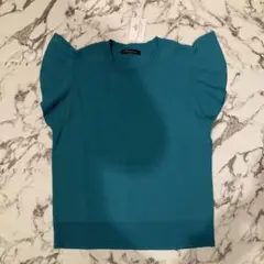新品タグ付き ガトーロマンティーク 袖フリル半袖ニット