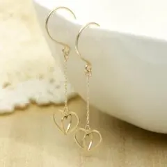 ほおずきみたいなハートのフックピアス K10YG