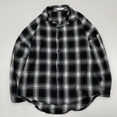 00s~ オンブレチェック L/S ネルシャツ ボックスシルエット ブラック