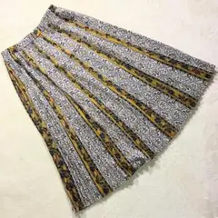ウィーバー プリーツスカート ウエストゴム イエロー系 M ヴィンテージレトロ