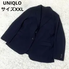 【美品】 ユニクロ 感動ジャケット 大きいサイズ XXL ネイビー 洗える