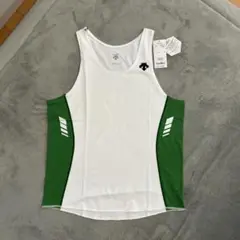 DESCENTE DRN-4701 陸上用シャツ L ホワイト/グリーン