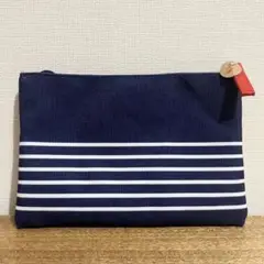 新品 未使用 AIRFRANCE エアフランス ボーダー ポーチ 紺 白 小物入