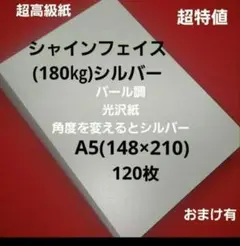 シャインフェイス(180㎏)シルバー、A5サイズ、120枚、用途は色々❗パール調