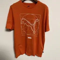 PUMA プーマ オレンジ Tシャツ グラフィックプリント Lサイズ
