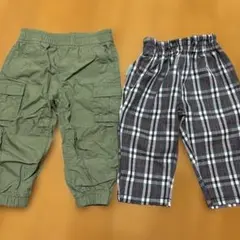 カーゴパンツとチェック柄パンツのセット 80