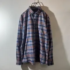 JOHNSTON & MURPHY 青系チェック柄ネルシャツ M