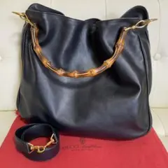 極 美品 GUCCI オールド グッチ バンブー 2way ショルダー バッグ