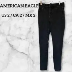 AMERICAN EAGLEスキニーデニム 【US 2】黒 ストレッチ
