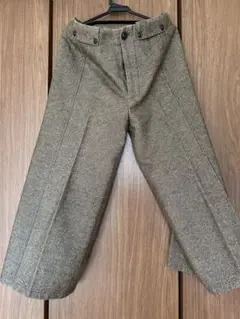 ブラウン ワイドレッグ スラックス