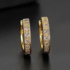 ★新品未使用★ジルコニア ピアス ゴールド フープピアス