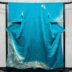 お値下げ不可 マリンブルーの辻ヶ花の訪問着 着物 銀通し