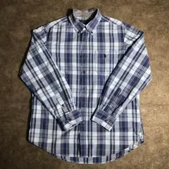 【U.S.POLO】チェック柄　ボタンダウンシャツ　ブルー　古着　ZBS1