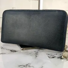 【美品】ペッレモルビダ☆リザード　ラウンドファスナー　ブラック　長財布