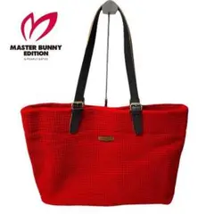 極美品 マスターバニー 大容量 ニット編み トートバッグ レッド ゴルフ