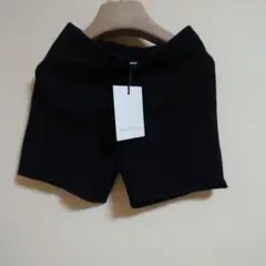 A BASIC BRAND 黒 リブ編み ショートパンツ8Y
